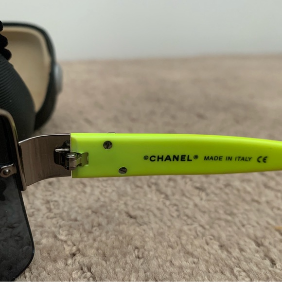 Authentic Chanel Neon Sunglasses With Silver Detail - Picture 2 of 6